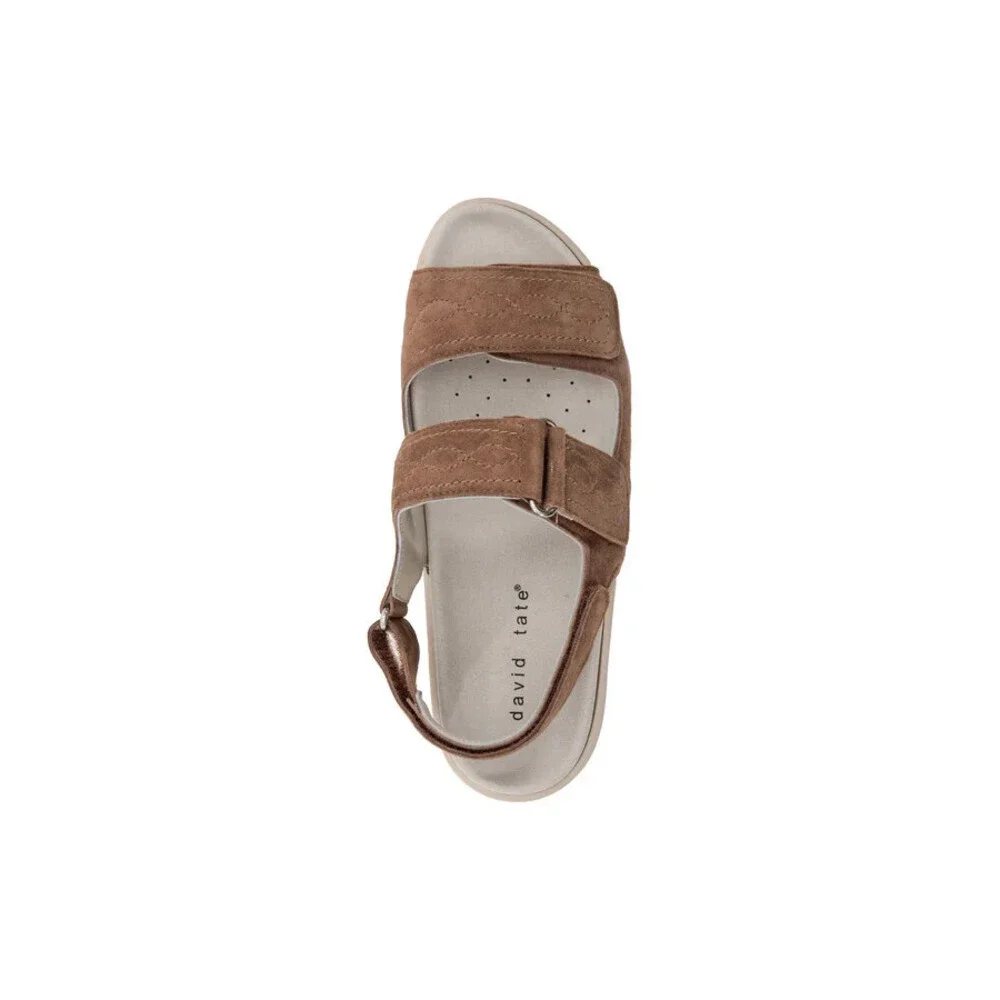 David Tate Key Sandals Women's 10 Brown Suede Adjustable Strap Platform ZOGG1696